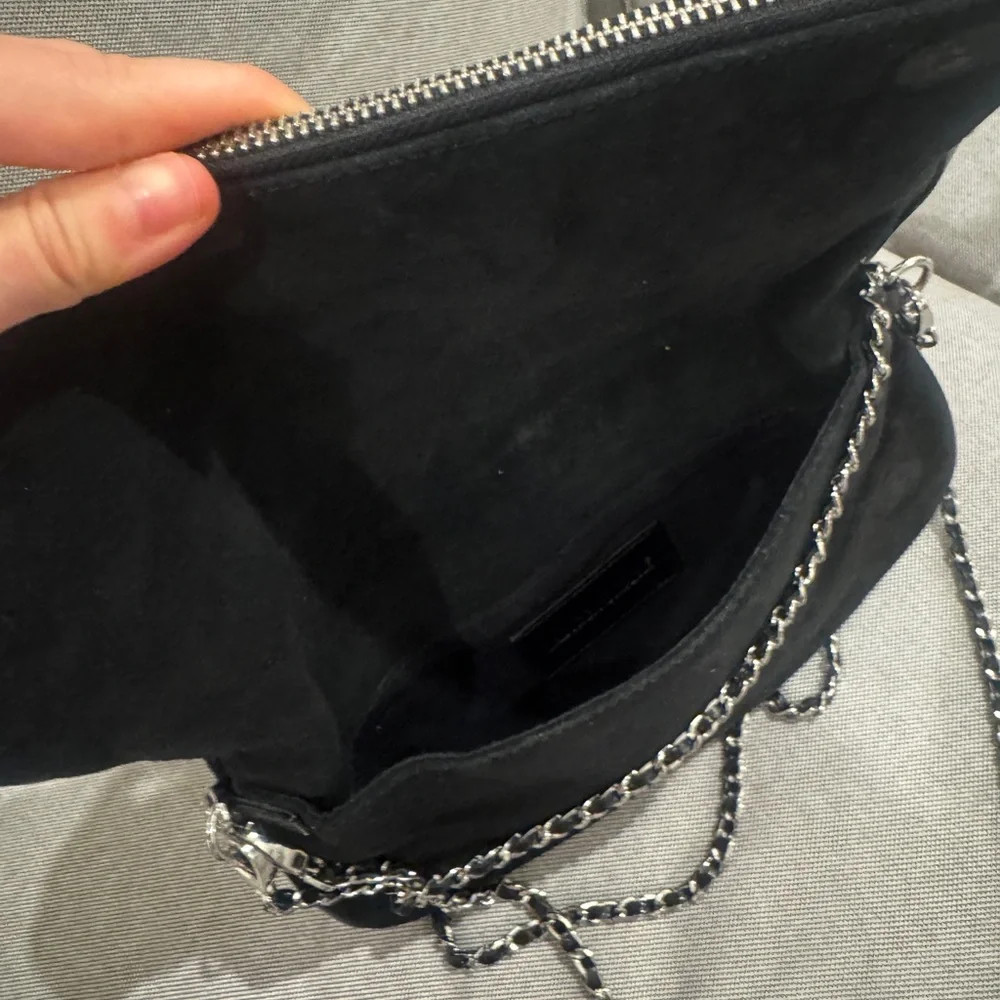 Zadig & Voltaire Rock Black Suede Croosbody Bag with Silver Chain - Picture 5 of 5